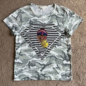 Marc Jacobs Camo Graphic Sparkle Print Crew Neck Tee